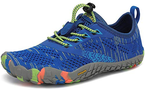 SAGUARO Scarpe Barfoot Minimaliste Bambini Ragazzi Ragazze Antiscivolo Scarpe Multisport per Trail Running/Corsa/Trekking/Palestra/Spiaggia/Scoglio/Immersione/Acqua, Blu, 31 EU