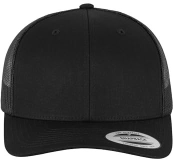 Flexfit Unisex Retro Trucker Cap, Klassische Trucker Cap mit Mesh-Rückseite, Kids, Black