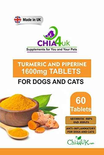 Turmeric for Dogs with Black Pepper – 1600mg High Strength Supplement – 60 Tablets – Natural Joint & Mobility, Flexability Support – Suitable for All Breeds over 2kg Senior K9 Wellbeing