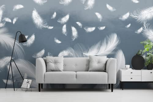 Papel Pintado Pared 3D Papel Tapiz Sencilla Pluma Blanca Fotomurales 3D Tv Fondo Pared Moderno Dormitorio Murales