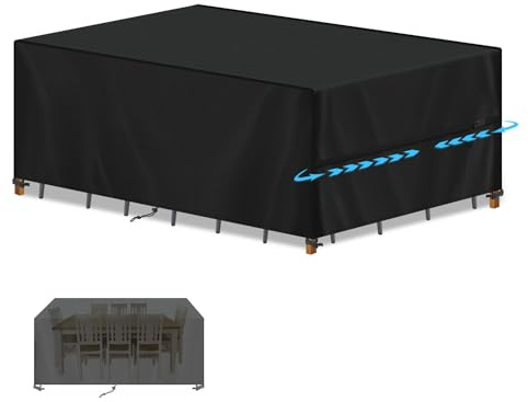 SIMPHAUS Abdeckung Gartenmöbel 220x90x80cm Loungemöbel Abdeckung für Gartenmöbel Abdeckung Wasserdicht Anti-UV 420D Oxford Gewebe Schutzhülle für Gartenmöbel Gartenlounge Sitzgruppe Möbelsets