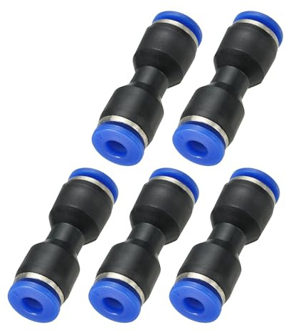PATIKIL 5Pcs 4mm Raccords à Connexion Rapide Raccord de Tuyau d'Air Bleu | en Plastique, Libération Rapide, Connecteurs Pneumatiques Union Droite, Coupleur à Deux Voies pour Tube