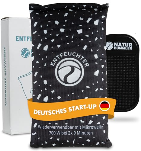 Naturbummler Luftentfeuchter XL 1kg [Wiederverwendbar & Effektiv] inkl. Anti-Rutsch Pad Auto Entfeuchter Feuchtigkeitskissen Lufttrockner Autozubehör