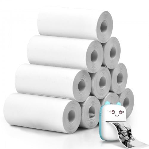 Rapidbok 10 Rollen Thermorollen, Weißes Thermodruckerpapier, Nachfülldruckpapier für Mini Mobiler Fotodrucker (55 x 25 mm)