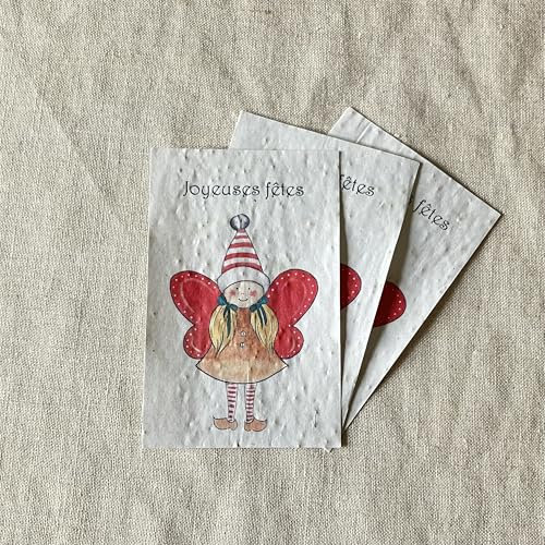 Lot de 10 mini cartes à planter Fées de Noël - graines de coquelicots bio