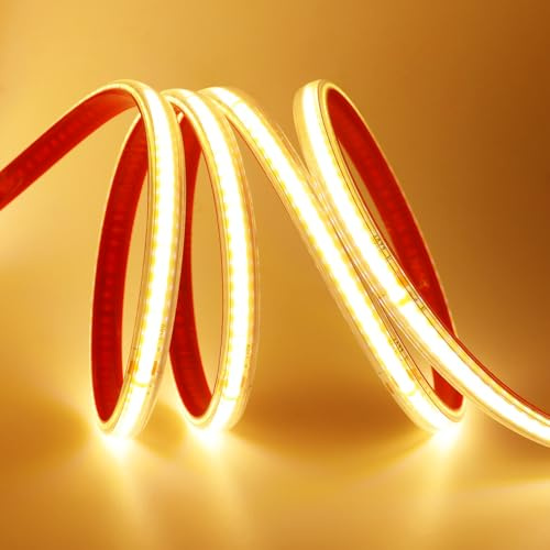 HEGEHE 230V COB LED Streifen, Alle 10cm schneiden, 240LEDs/m Superhell Hohe Dichte, Flexibles COB LED Lichtband Strip für DIY Festival Party Innendekoration (Warmweiß, 2M)