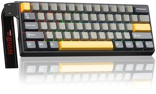 AULA WIN60HE MAX Mechanische Gaming Tastatur mit Kabel,Hall Effect Magnetic Switches,0.01mm Rapid Trigger,Einstellbare Betätigung,8000HZ,60% RGB Tastatur für PC/Mac (Gelb)