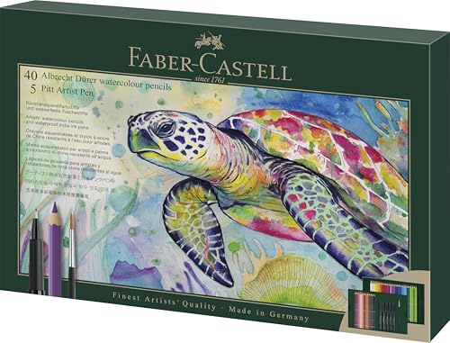 FABER-CASTELL 217554 – Presentförpackning Albrecht Dürer & Pitt Artist Pen, 46 delar, konstnärsmaterial för nybörjare och proffs
