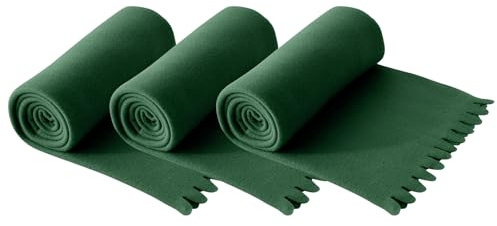 wometo 3er Set Wave Fleecedecke 120x160 Oeko-TEX ca. 300g grün | weiche Fleece Decke mit geschnittenem Wellenrand und Anti-Pilling, im praktischen 3er Set