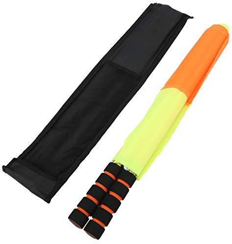 Referee Flag Linesman Flag Soccer Football Stainless Steel Flagpole Durable Bright Colors Highly Recognizable Comfortable Sponge Grip for Soccer Football Games Training 2PCS with