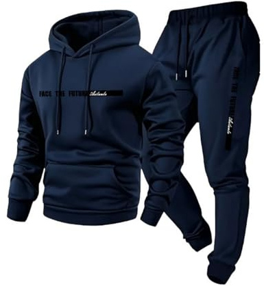 Generisch Herren Winter Warm Jogginganzug mit Fleece Gefütterte - Männer Hausanzug Sportanzug Kombiteil Sweatjacke Traininghose Set für Outdoor-Angeln Wandern Camping
