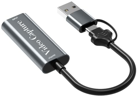 Video Capture Card, 4K HD to USB HD Video Capture Device Compatible with Capture Card Nintendo Switch, for Editing Video/Games/Streaming/Online Teaching/Calls/Recording(silver)