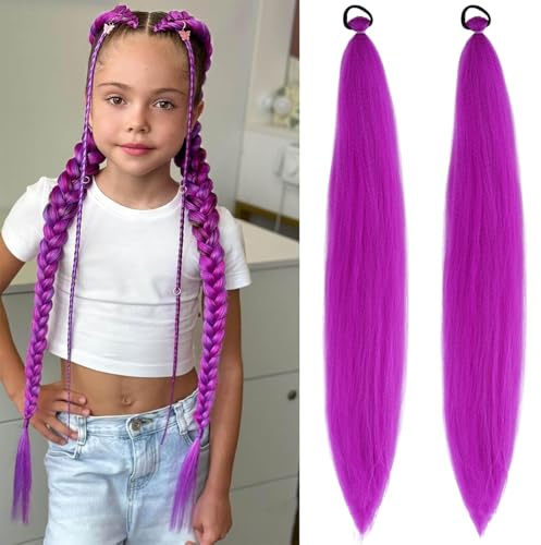 ZXTGBQ 2PCS Rajout Cheveux Tresses Violet, Purple Braiding Hair Extensions, Perruque Kpop Violette Anime, 26 pouces Extension Cheveux Violet Pour Bals Masqués, Scène, Cosplay, Halloween, Carnaval