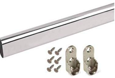 BSM Marketing Wardrobe Rail Chrome 800mm Oval Profile Storage System