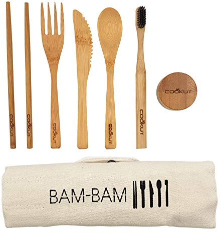 COOKUT Bam Bam – matsetet, bambu, miljövänlig, med tandborste