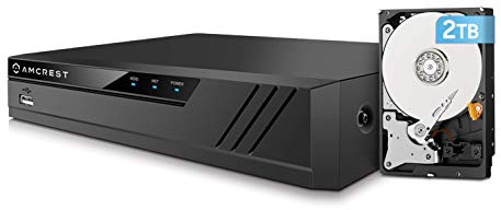 Amcrest 4K 8CH POE NVR (1080p/3MP/4MP/5MP/8MP) POE Network Video Recorder - Supports up to 8 x 8MP/4K IP Cameras, 8-Channel Power Over Ethernet Pre-Installed 2TB Hard Drive (NV4108E-2TB)