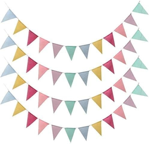 DAHI Wimpelkette 4 Stück Wimpel Banner Wimpel Girlande 48 Stück Dreiecksflaggen für Hochzeit,Party (bunt)