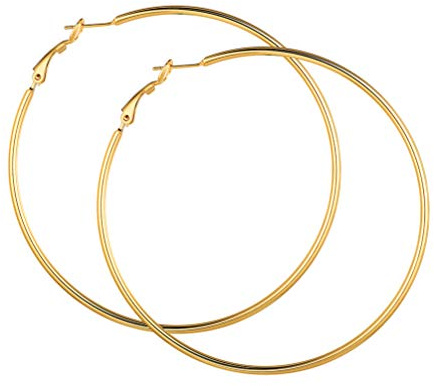 PROSTEEL Boucle d'Oreille Créole Femme Plaqué Or Créoles Grandes Dorées Anneaux Simple 70 mm