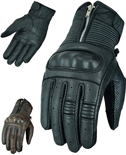 Texpeed Leather Motorcycle Knuckle Pro Armoured Zipped Gloves | Black: M | EN 13594 Motorbike Reinforced Gloves, Genuine Cowhide Leather, Biker Knuckle Armour, Short Cuffed, Water Resistant