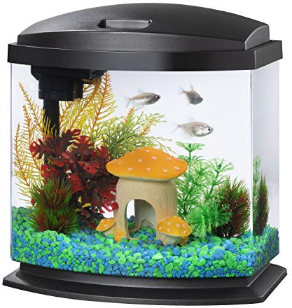 Aqueon LED MiniBow Small Aquarium Fish Tank Kit with SmartClean Technology, Black, 2.5 Gallon