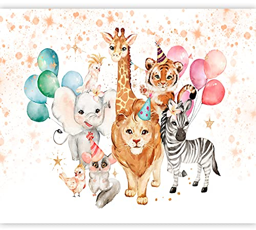 murando - Vlies Fototapete Kinderzimmer 300x210cm Foto Tapete Schlafzimmer Wohnzimmer Vliestapete XXL Motivtapeten Bildtapete 3d Effekt Wand Dekoration - Dschungel Tiere Safariparty g-C-0367-a-a