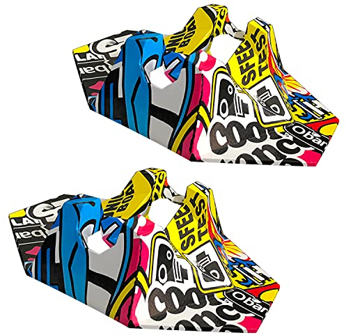 LORESJOY Stunt Scooter Ständer, Universal Scooter Stand, Stunt Roller Ständer für Pro Stunt Scooter/Stunt Roller/Trick Roller für Kinder/Freestyle Roller/ 95 mm bis 125 mm Rädern (2 pcs Graffiti)