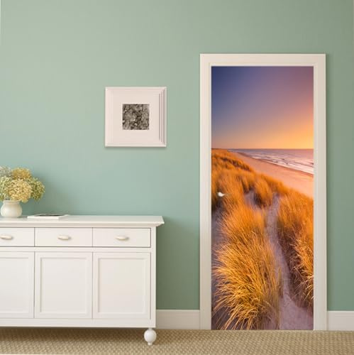 FLFK 3D Türtapete Selbstklebend TürPoster 77x200cm-Sonnenuntergang auf der Insel Türaufkleber Abziehen und Aufkleben Mauer Aufkleber Zuhause Dekor(2 Stk/Set)