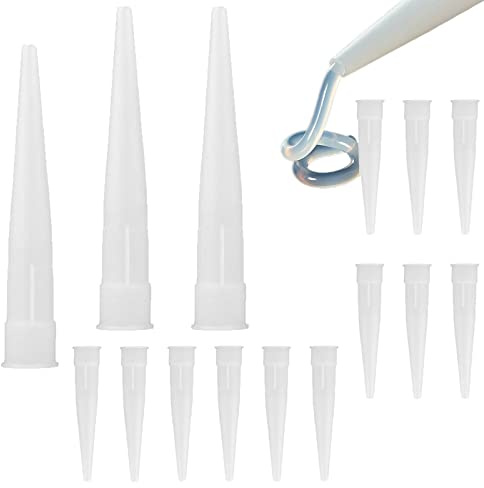 XHBTS 90 Silicone Nozzles Applicator Plastic Caulking Gun Extender Caulk Nozzle Tip Tool for Sausage Caulking Gun, Caulk Nozzles Applicator White