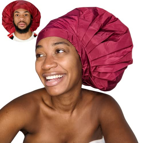 TTAT Shower Cap Jumbo Size for Men & Women With Afro, Long Dreadlocks, Locs, Box Braids, Voluminous & Long Hair, Waterproof, Washable, Reusable & Adjustable