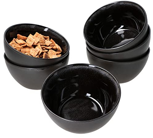 MamboCat Reactive Glaze Grey Black 6er Set Dessertschalen I Schwarze Antipasti Schüsseln handgemacht aussen Kupferoptik I Servier-Schalen für Salat Fingerfood Snacks Chips & Co. I Müslischale 450ml