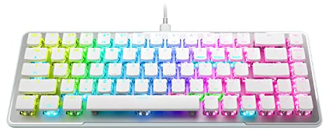 Roccat Vulcan II Mini–65% Optical PC Gaming Keyboard with Customizable RGB Illumination, Detachable Cable, Button Duplicator, On-board profiles, Aluminum Plate, 100 million Keystroke Durability -White