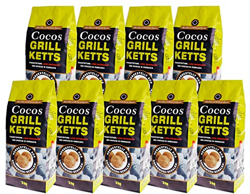 27kg Cocos Premium Grillbriketts aus Kokosschalen „Made IN Germany“ Kohle Holzkohle für Kugel-& Holzkohlegrill ideal für Dutch Oven Smoker Briketts Grill Kohle