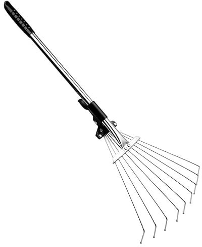 Rastrillo de césped, rastrillo de jardín con Mango, rastrillo de césped, rastrillo de césped con Mango Extensible para una Limpieza rápida Rastrillo de maleza portátil, Hojas de ba