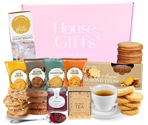 Afternoon Tea Hamper with Biscuits Gift Set For Women | Including Luxury Shortbread, Biscuits With Tea & Jam and lots more! | Gift for Mums & Dads, Grandpa or Grandma