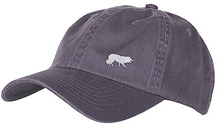 The House Of Dog: Border Collie Owner Gift. 100% Washed Chino Cotton Embroidered 6 Panel Unstructured Baseball Cap. Grey