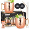 RYLIFEOGI 19oz Moscow Mule Tazas 2 Piezas, Vasos Cobre con Jigger Pajitas Regalo para Bar, Fiesta Casera