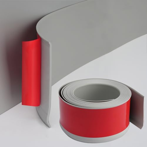 PVC Weichsockelleiste Selbstklebend Sockelleiste - 10cm x 5m Fussleisten Küchenabschlussleiste, Flexible Zierleiste für Küche, Badezimmer, Wohnzimmer (Grau 5M)