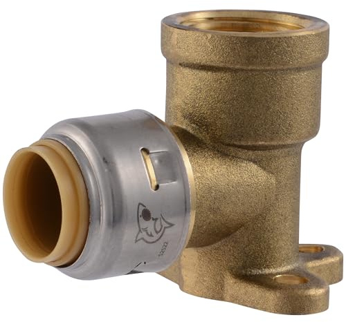 SharkBite Max 1/2 Inch x 1/2 Inch Drop Ear Elbow, FNPT, Push to Connect Brass Plumbing Fitting, PEX Pipe, Copper, CPVC, PE-RT, HDPE, UR334A
