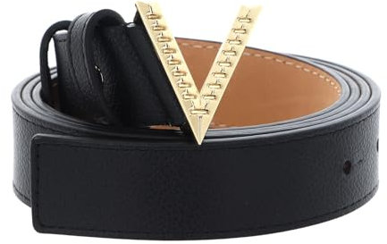 Valentino Hampton Plaque Buckle Belt W75 Nero/Oro - kürzbar