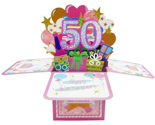 scicent Geburtstagskarte 50 Pop Up Geburtstagskarten mit Umschlägen 3D Karte Geburtstag Happy Birthday Karten Kreative Geburtstag Geschenke für Frau Beste Freundin Schwestern Familie - 23011