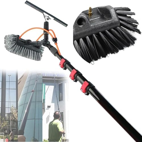 BLUEZY Wash Spazzolone Kit Spazzola Vetri, per Pulizia di Pannelli Fotovoltaici E Solari, Kit di Pulizia Telescopico Il Palo, Asta Telescopica, Kit Pulizia Pannelli Fotovoltaici 6M/20FT