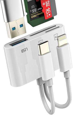 USB C Lightning SD kortläsare USB-adapter (3-i-2) kamera mikro SD/TF minneskort kortläsare OTG 3.0 Stick Extern Memory MacBook High Speed överföring för iPhone Apple kompatibel för Samsung