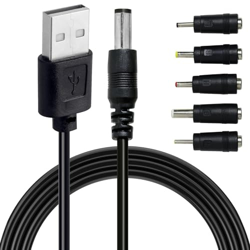 Cavo di alimentazione da USB a CC, 1 m, da USB a 5 V, universale, per ricarica rapida, da USB 2.0 A maschio a CC 5,5 x 2,1 mm, adattatore per cavo di alimentazione con jack a barilotto da 2,5 x 0,7