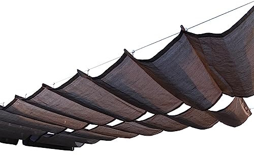 Voile d'ombrage rétractable en forme de U pour terrasse, toits, protection solaire, marron, résistant à 90 % aux UV, filtre la lumière, avec filet d'ombrage pour une protection maximale