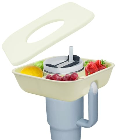 DingGreat Geeignet für 40oz Stanley Cup Snack-Tablett mit Deckel, Snack-Schale, vier Fächer große Kapazität Snack-Tablett,Stanley Cup Zubehör (No Cup)