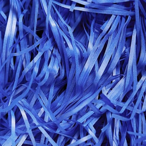 Trimming Shop Papier de soie déchiqueté bleu roi 200 g pour remplissage de paniers : papier de soie déchiqueté parfait pour emballage cadeau, remplissage de boîte et présentation décorative