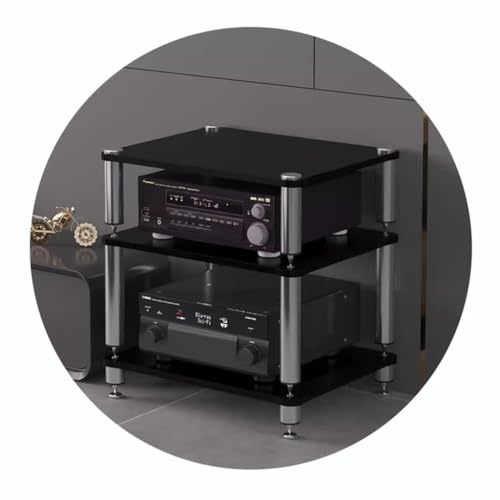 Av-hylla Med Stötdämpande Fötter - Hifi-stativ För Ljud-videokomponenter, 2/3/4-vånings Hifi-ställ, Skivspelaresstativ Och Skåp(Size:60 * 48 * 60cm(3Tier),Color:Svart)