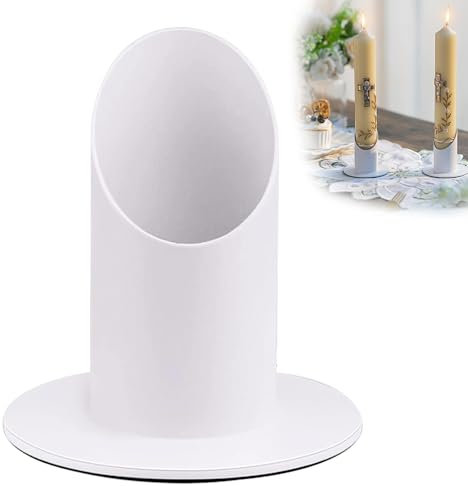 1 Stück Kerzenständer Kommunionkerze, Kerzenhalter Stabkerze Durchmesser 4cm Taufkerzenständer Kerzenständer Kommunion, für Taufkerze Kommunionkerze Hochzeit Kerze (Weiß 1)