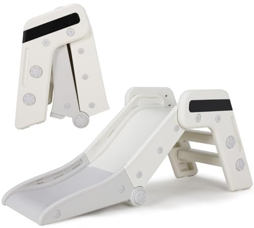 Rutsche, Kleinkinderrutsche für 1-3 Jahre, Rutsche Indoor Outdoor, Kinder Fun-Slide, Doppelt Klappbare Kinderrutsche, Baby Gartenrutsche, Tolles Geschenk für Kinder, Weißgrau