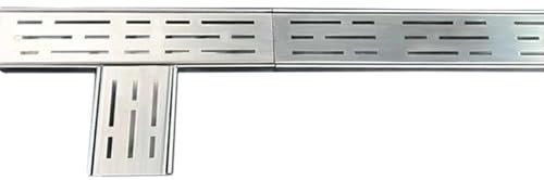 Edelstahl-Grabenablauf-Set für Auffahrt/Terrasse/Garage, strapazierfähig, L-Form/gerades K-Ablaufsystem mit Metallgitter (B x H 5 x 3 cm, Ecke 2)